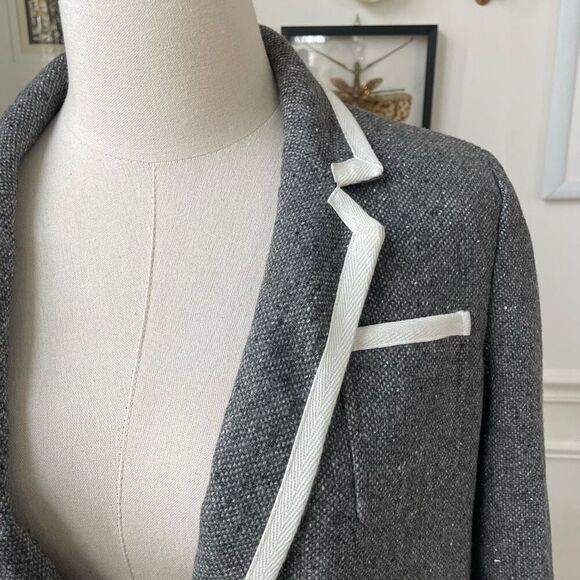 Banana Republic Wool H*cking Jacket Grey Tweed Blazer $170 12 - Picture 2 of 12
